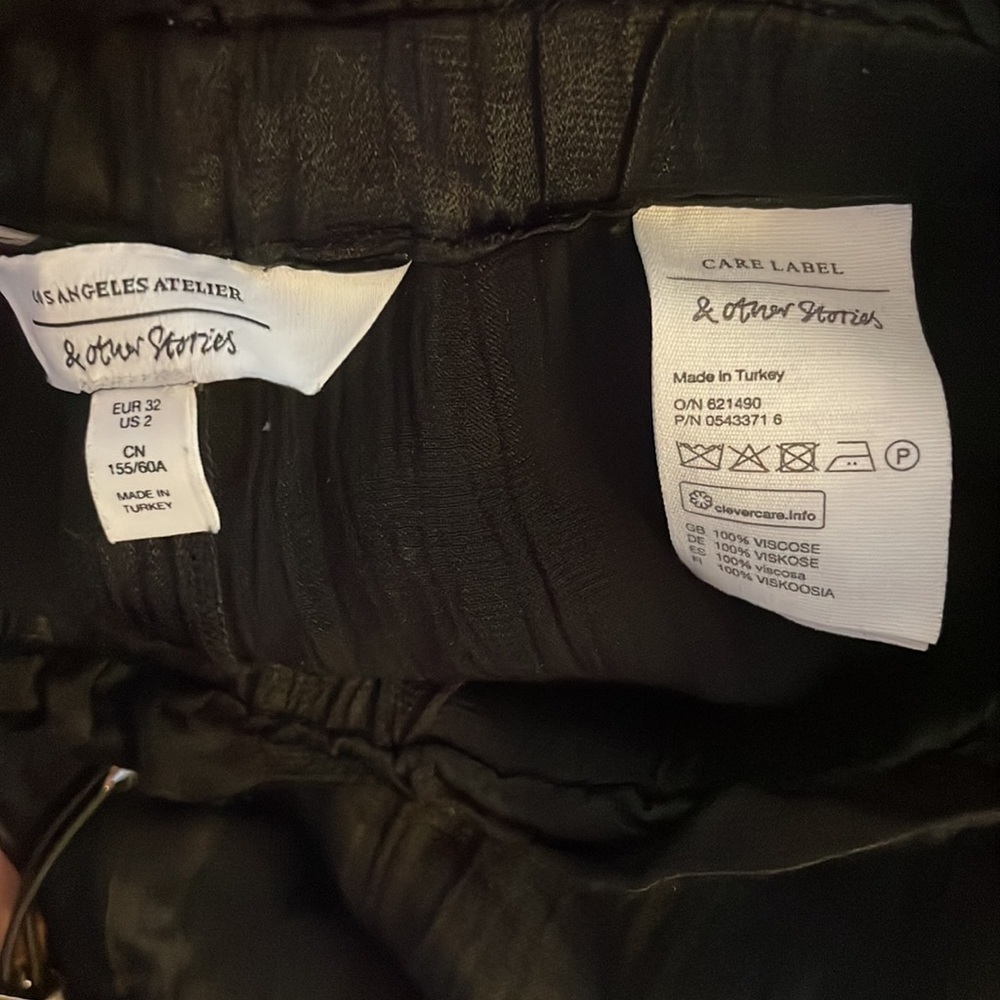 Los Angeles Atelier & other Stories Satin Jogger Pants in Black Size 2 - Picture 4 of 9